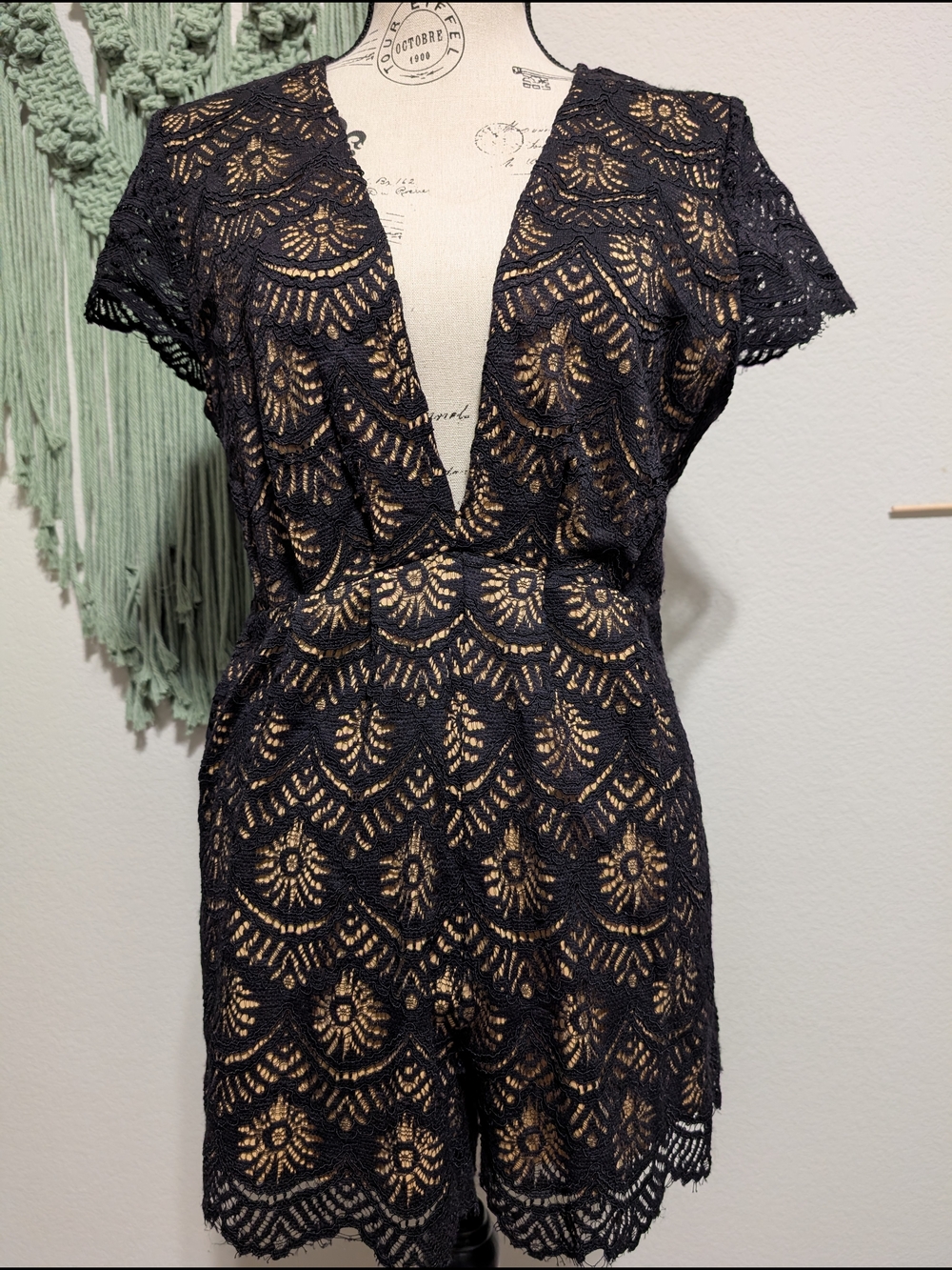 Stella Laguna Beach Black Lace Romper